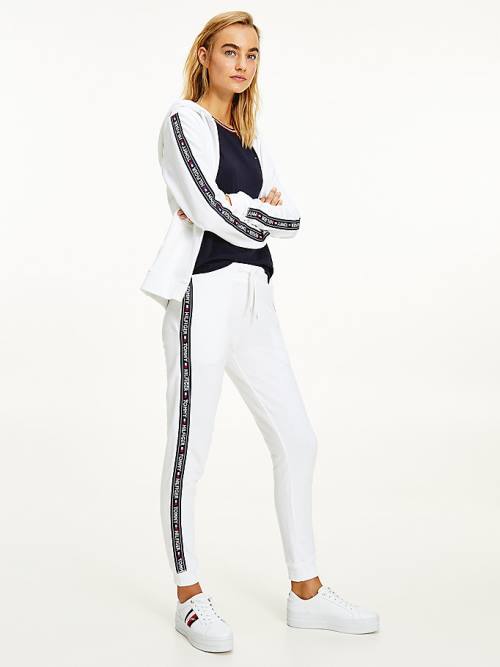 Tommy Hilfiger Logo Tape Joggers Broek Dames Wit | TH648XNG