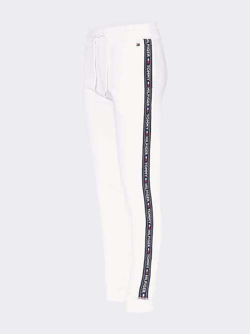 Tommy Hilfiger Logo Tape Joggers Broek Dames Wit | TH648XNG