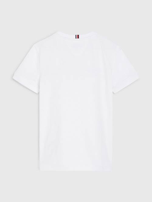 Tommy Hilfiger Logo Tape Organic Katoenen T-shirts Jongens Wit | TH628YNI