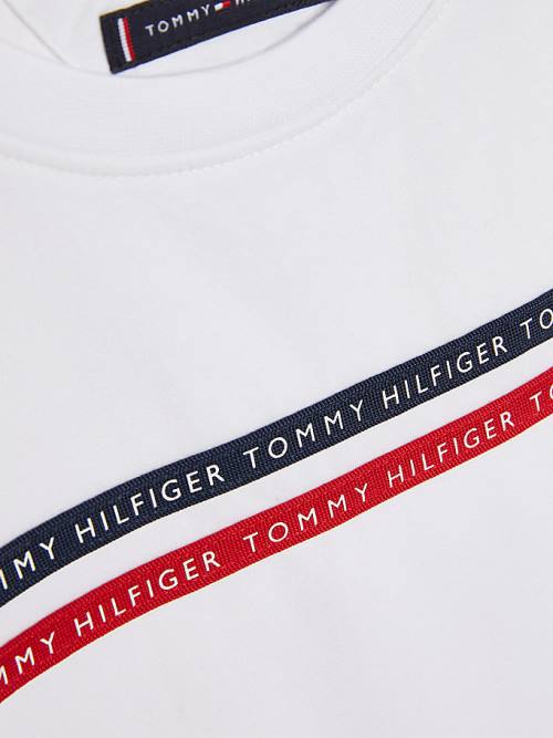 Tommy Hilfiger Logo Tape Organic Katoenen T-shirts Jongens Wit | TH628YNI