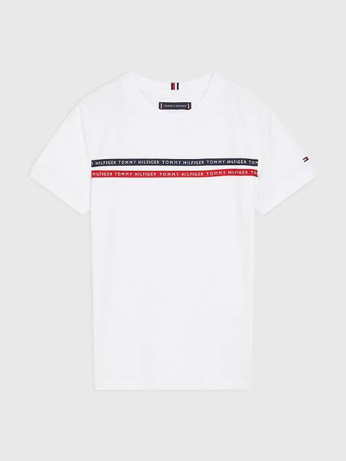 Tommy Hilfiger Logo Tape Organic Katoenen T-shirts Jongens Wit | TH628YNI