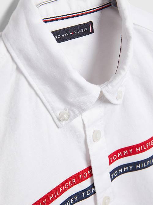 Tommy Hilfiger Logo Tape Oxford Overhemd Jongens Wit | TH068IQG