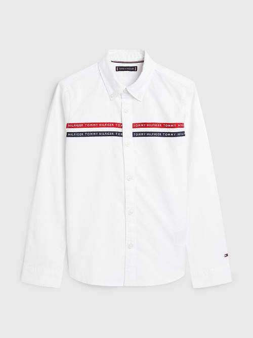 Tommy Hilfiger Logo Tape Oxford Overhemd Jongens Wit | TH068IQG