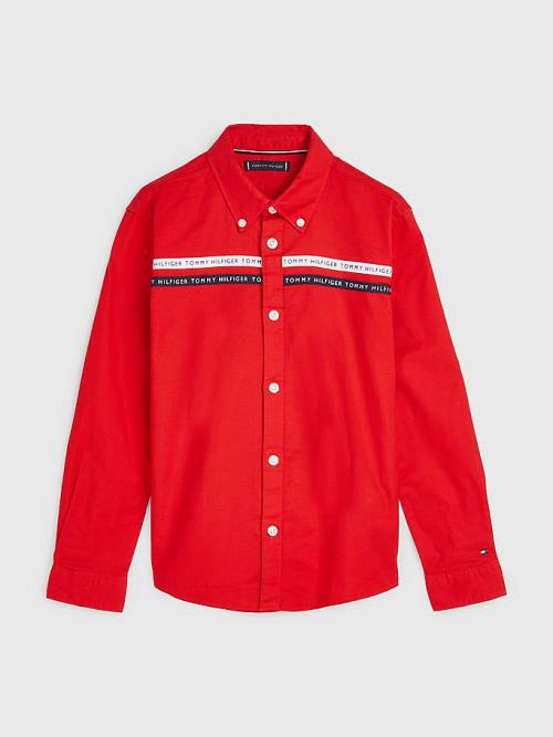 Tommy Hilfiger Logo Tape Oxford Overhemd Jongens Rood | TH185BCA