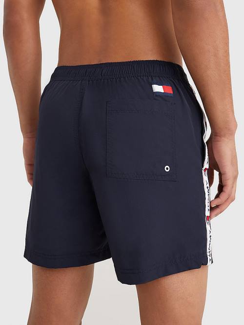 Tommy Hilfiger Logo Tape Slim Fit Mid Length Shorts Zwemkleding Heren Blauw | TH791IOK