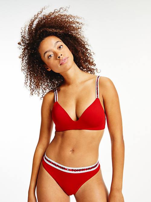 Tommy Hilfiger Logo Tape Stretch String Ondergoed Dames Rood | TH092GBZ