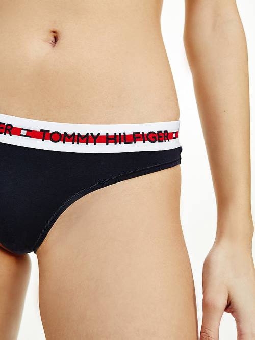 Tommy Hilfiger Logo Tape Stretch String Ondergoed Dames Blauw | TH235WCZ