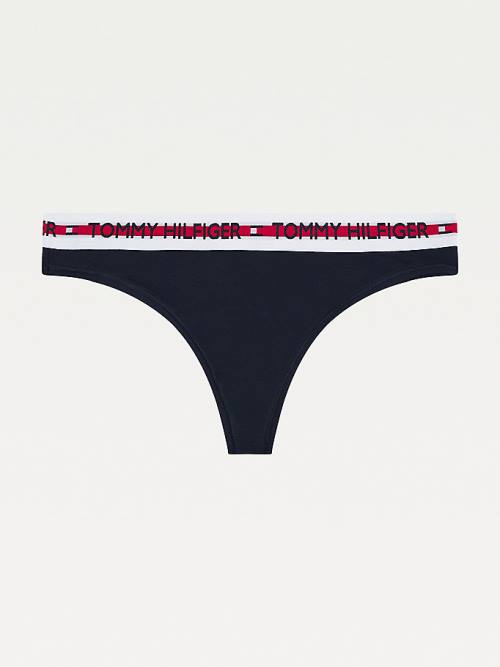 Tommy Hilfiger Logo Tape Stretch String Ondergoed Dames Blauw | TH235WCZ