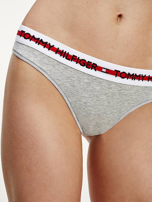 Tommy Hilfiger Logo Tape Stretch String Ondergoed Dames Grijs | TH691GAI