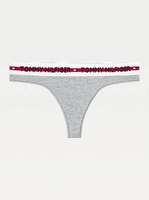 Tommy Hilfiger Logo Tape Stretch String Ondergoed Dames Grijs | TH691GAI