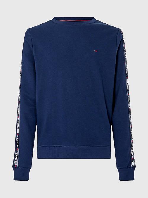 Tommy Hilfiger Logo Tape Sweatshirt Pyjamas Heren Blauw | TH652EMI