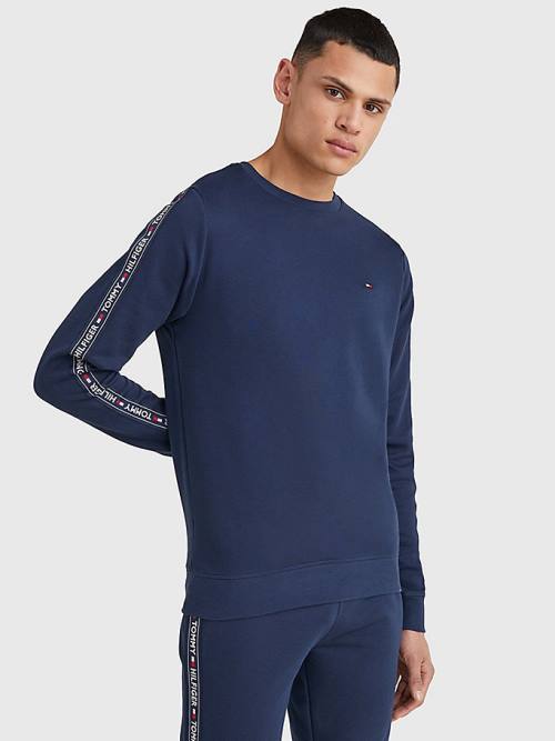 Tommy Hilfiger Logo Tape Sweatshirt Pyjamas Heren Blauw | TH652EMI