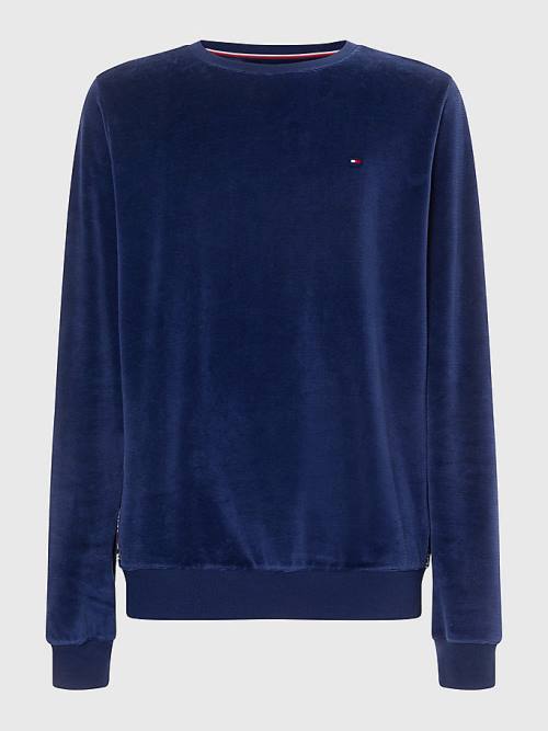 Tommy Hilfiger Logo Tape Sweatshirt Pyjamas Heren Blauw | TH764UTB