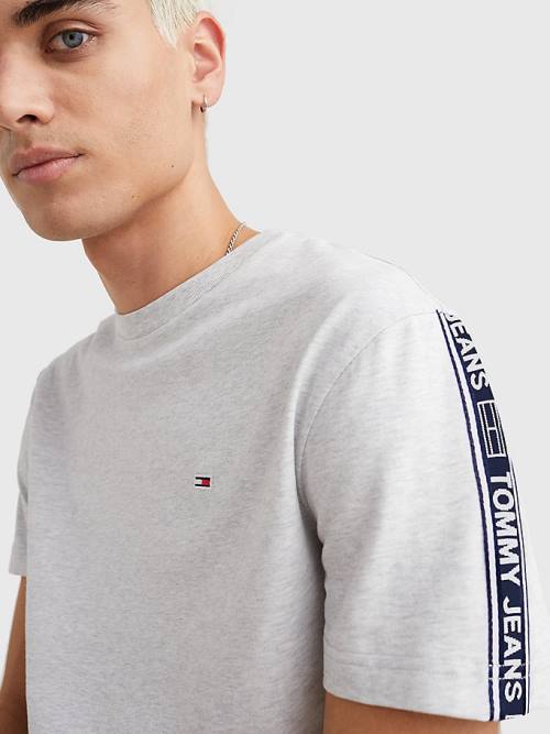 Tommy Hilfiger Logo Tape T-shirts Heren Grijs | TH904VFN