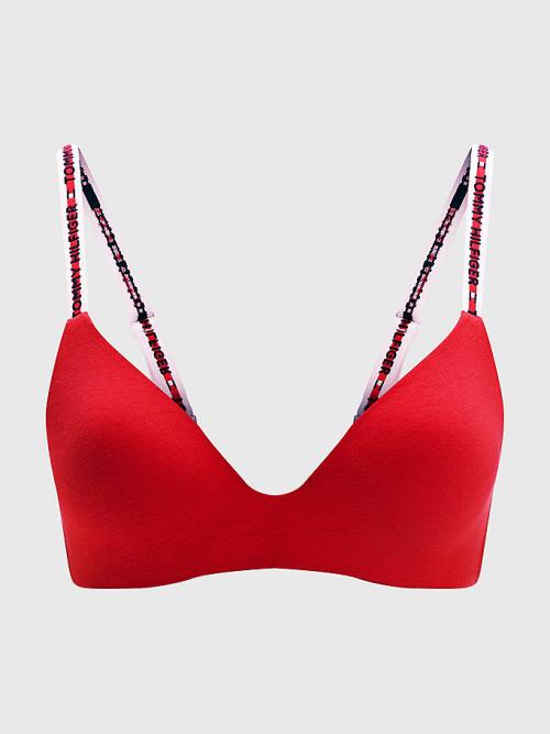 Tommy Hilfiger Logo Tape Triangle Bra Ondergoed Dames Rood | TH958EIR