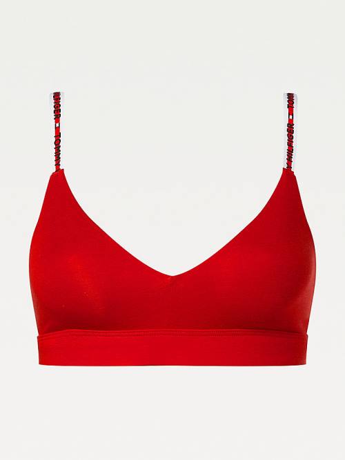 Tommy Hilfiger Logo Tape Triangle Bralette Ondergoed Dames Rood | TH468EOK