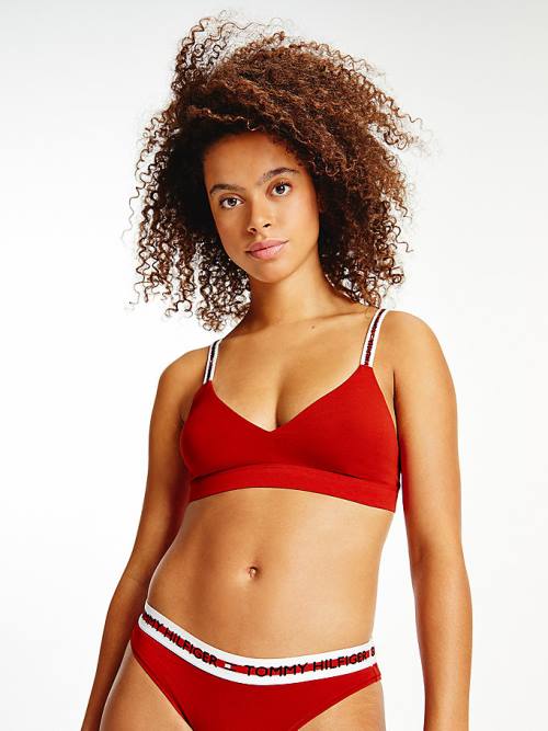 Tommy Hilfiger Logo Tape Triangle Bralette Ondergoed Dames Rood | TH468EOK