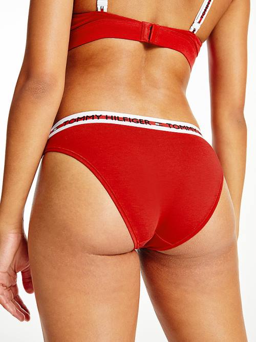 Tommy Hilfiger Logo Tape Waistband Briefs Ondergoed Dames Rood | TH784VJD