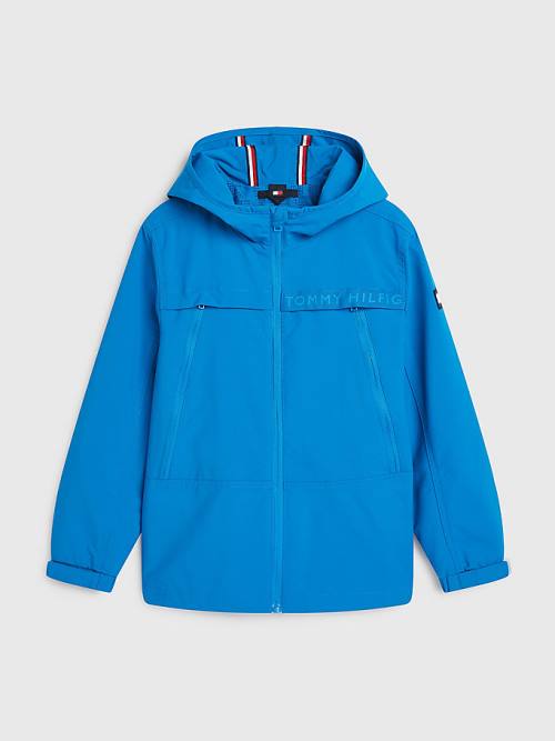 Tommy Hilfiger Logo Tape Zip-Thru Parka Jassen Jongens Blauw | TH421DSA