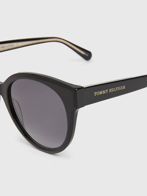 Tommy Hilfiger Logo Temple Cat-Eye Zonnebril Dames Zwart | TH049TFR