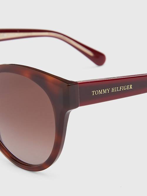 Tommy Hilfiger Logo Temple Cat-Eye Zonnebril Dames Bruin | TH348FED