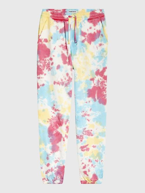 Tommy Hilfiger Logo Tie-Dye Joggers Broek Heren Wit | TH298EDJ