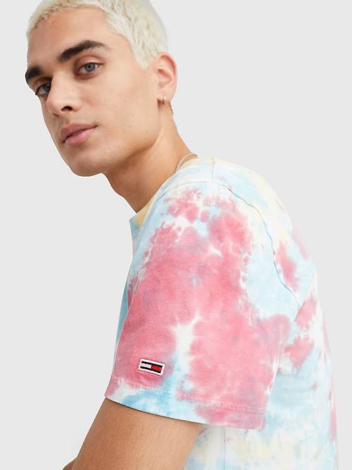 Tommy Hilfiger Logo Tie-Dye T-shirts Heren Wit | TH830JWQ