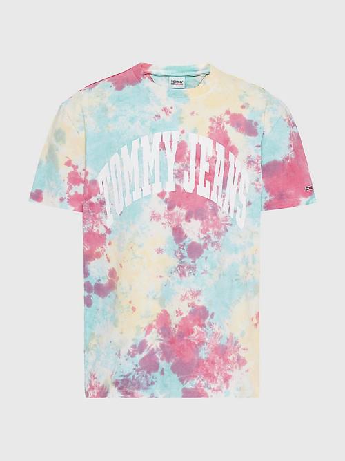 Tommy Hilfiger Logo Tie-Dye T-shirts Heren Wit | TH830JWQ