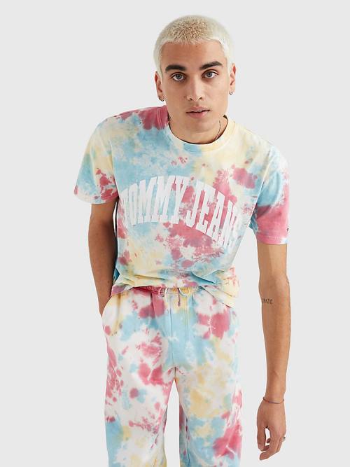 Tommy Hilfiger Logo Tie-Dye T-shirts Heren Wit | TH830JWQ