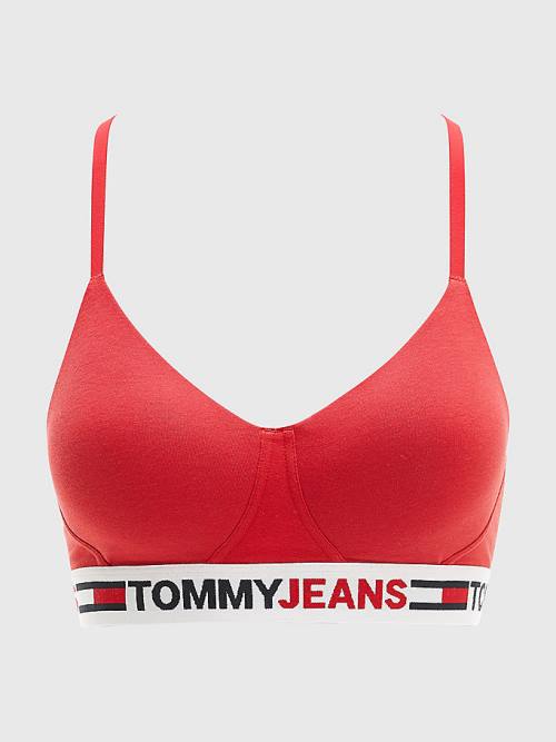 Tommy Hilfiger Logo Underband Lightly Gevoerde Bralette Ondergoed Dames Rood | TH182SLX