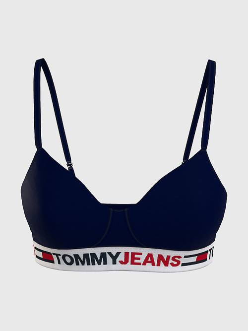 Tommy Hilfiger Logo Underband Lightly Gevoerde Bralette Ondergoed Dames Blauw | TH462SCY