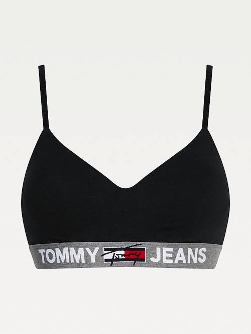 Tommy Hilfiger Logo Underband Padded Bralette Ondergoed Dames Zwart | TH793LFO