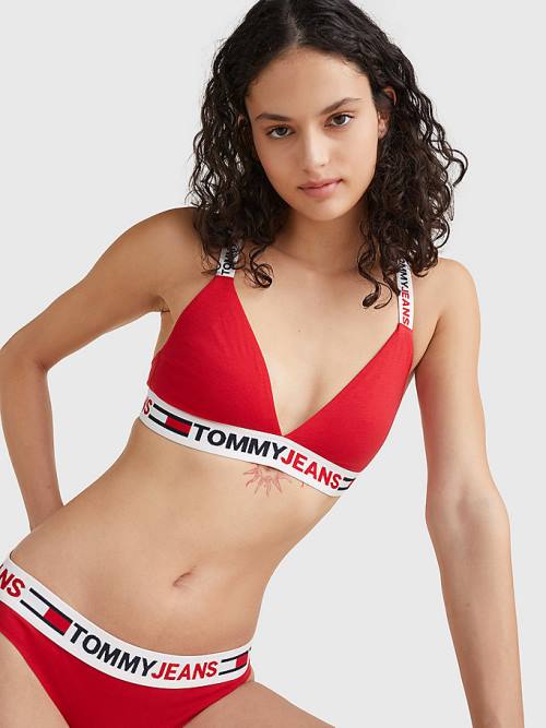 Tommy Hilfiger Logo Underband Triangle Bra Ondergoed Dames Rood | TH203YWR