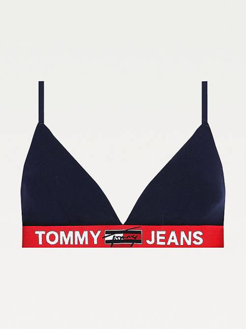 Tommy Hilfiger Logo Underband Unlined Triangle Bra Ondergoed Dames Blauw | TH012RAW