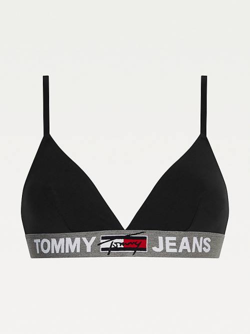 Tommy Hilfiger Logo Underband Unlined Triangle Bra Ondergoed Dames Zwart | TH983UPO