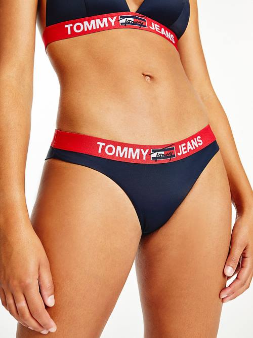 Tommy Hilfiger Logo Waistband Brazilian Bikini Bottoms Zwemkleding Dames Blauw | TH189NWG