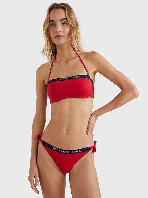 Tommy Hilfiger Logo Waistband Cheeky Fit Bikini Bottoms Zwemkleding Dames Rood | TH743BAC