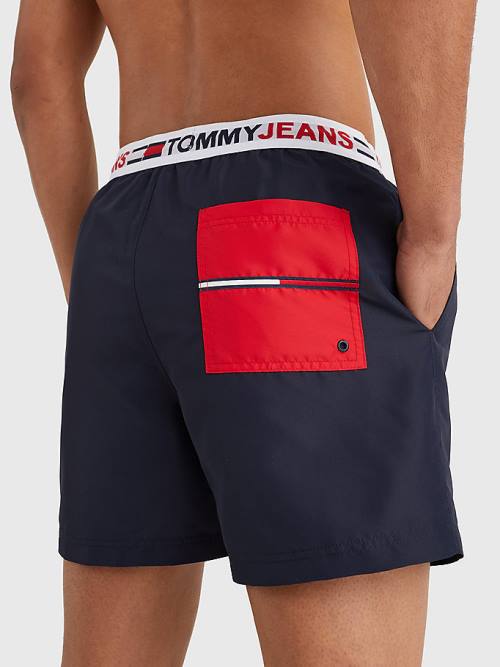 Tommy Hilfiger Logo Waistband Mid Length Shorts Zwemkleding Heren Blauw | TH658ZRV