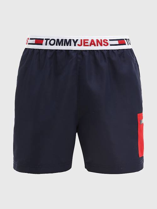 Tommy Hilfiger Logo Waistband Mid Length Shorts Zwemkleding Heren Blauw | TH658ZRV