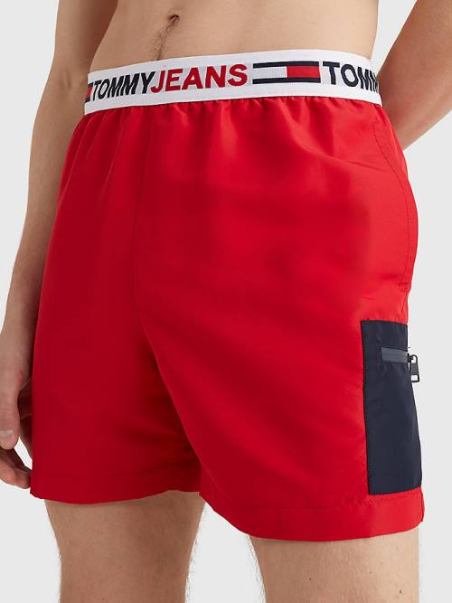 Tommy Hilfiger Logo Waistband Mid Length Shorts Zwemkleding Heren Rood | TH692XGF