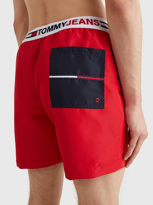 Tommy Hilfiger Logo Waistband Mid Length Shorts Zwemkleding Heren Rood | TH692XGF