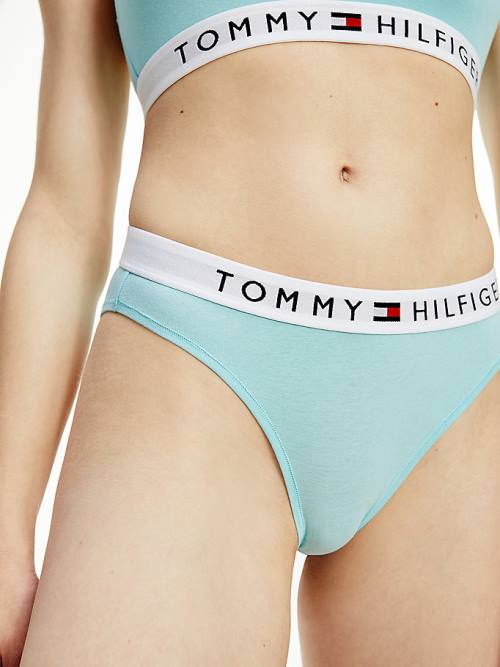 Tommy Hilfiger Logo Waistband Stretch Katoenen Briefs Ondergoed Dames Blauw | TH394MHR