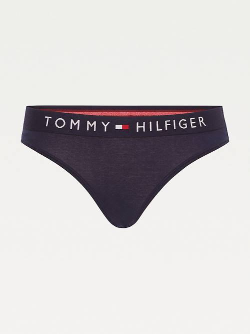 Tommy Hilfiger Logo Waistband Stretch Katoenen Briefs Ondergoed Dames Blauw | TH693DON