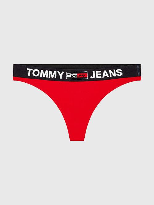 Tommy Hilfiger Logo Waistband String Ondergoed Dames Rood | TH263NGR