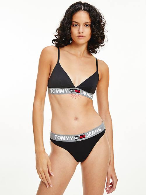 Tommy Hilfiger Logo Waistband String Ondergoed Dames Zwart | TH270IKZ