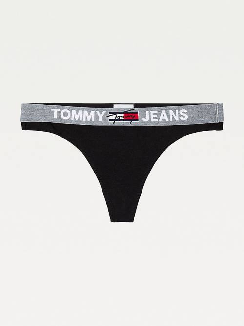 Tommy Hilfiger Logo Waistband String Ondergoed Dames Zwart | TH270IKZ