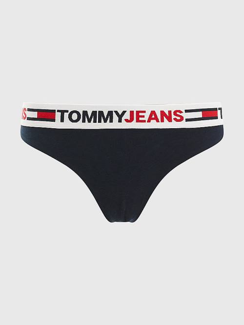 Tommy Hilfiger Logo Waistband String Ondergoed Dames Blauw | TH312QSW