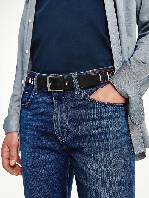 Tommy Hilfiger Logo Webbing Riemen Heren Zwart | TH629VMD