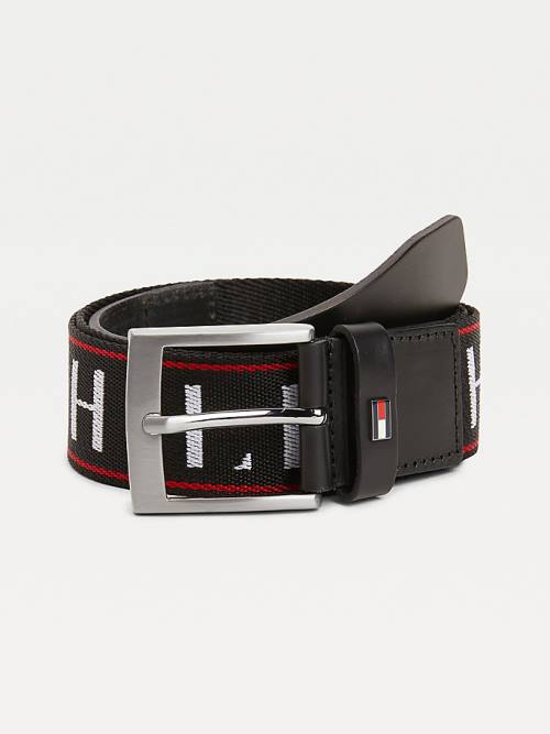 Tommy Hilfiger Logo Webbing Riemen Heren Zwart | TH629VMD