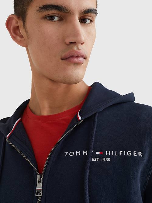 Tommy Hilfiger Logo Zip-Thru Hoodie Heren Blauw | TH178GEC